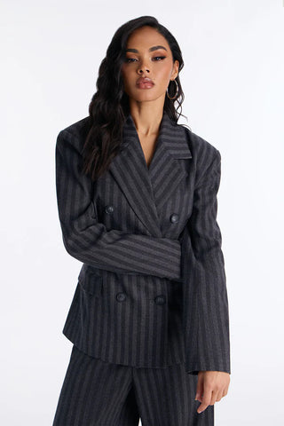 Wall Street Striped Double Breasted Blazer