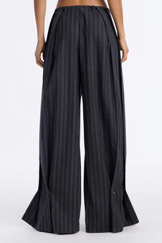 Wall Street Striped Wide Leg Trousers