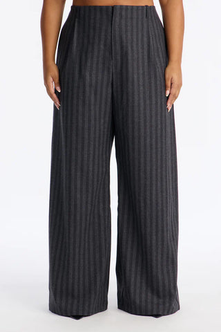 Wall Street Striped Wide Leg Trousers