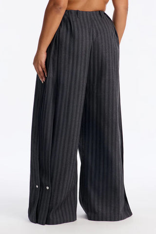 Wall Street Striped Wide Leg Trousers