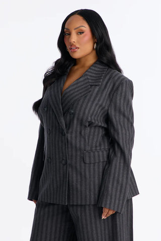 Wall Street Striped Double Breasted Blazer