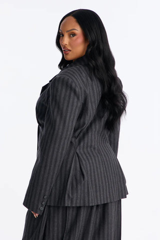 Wall Street Striped Double Breasted Blazer