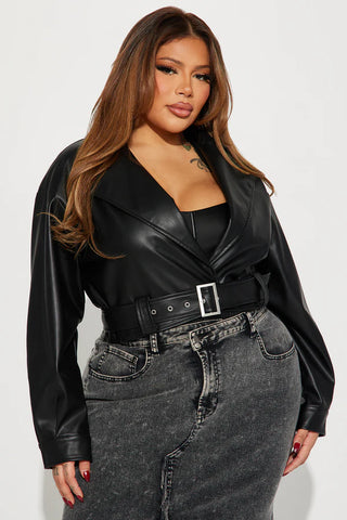 My Best Behavior Faux Leather Cropped Jacket
