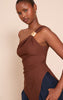 Asymmetric One Shoulder Trim Detail Long Top