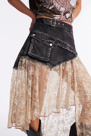 Grunge Mood Asymmetrical Mini Skirt
