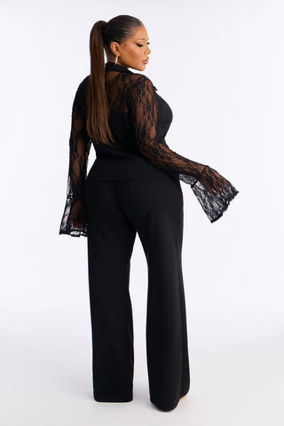 Deliah Lace Pant Set - Black