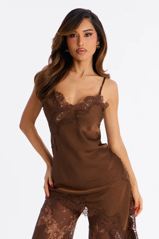 Yasmin Satin Lace Pant Set