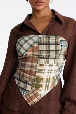 Rylee 3 Piece Scarf Pant Set - Brown