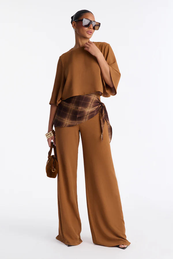 Melanie 3 Piece Scarf Pant Set - Mocha