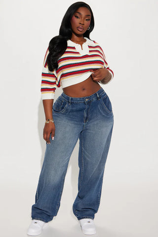 Vacay Vibe Striped Crochet Polo