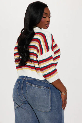 Vacay Vibe Striped Crochet Polo