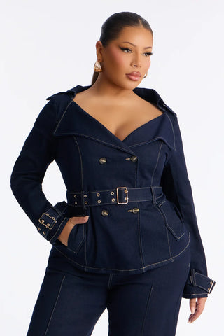 Ellanor Belted Trench Denim Pant Set