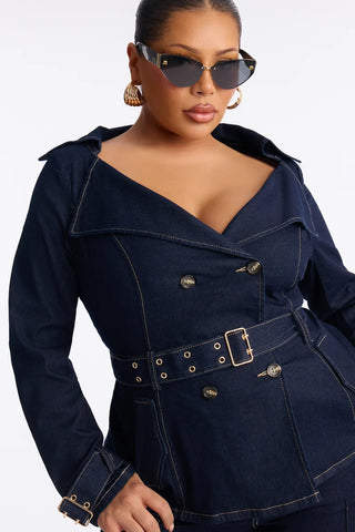 Ellanor Belted Trench Denim Pant Set