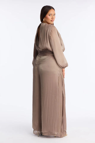 Anna Cinched Waist Draped Wide Leg Jumpsuit