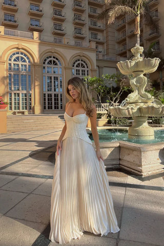 Daniella Lace Corset Pleated Maxi Dress