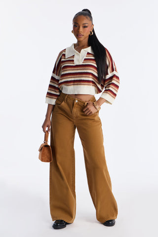Vacay Vibe Striped Crochet Polo