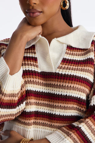 Vacay Vibe Striped Crochet Polo