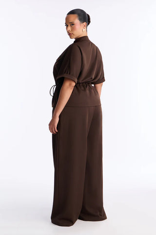Niveah Wide Leg Pant Set - Brown