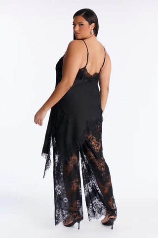 Yasmin Satin Lace Pant Set