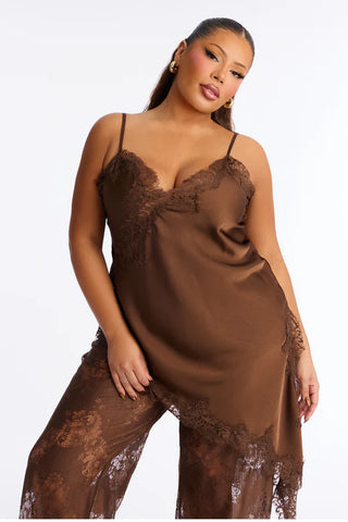Yasmin Satin Lace Pant Set