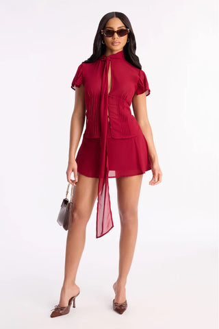 Remi Chiffon Ruched Mini Skirt