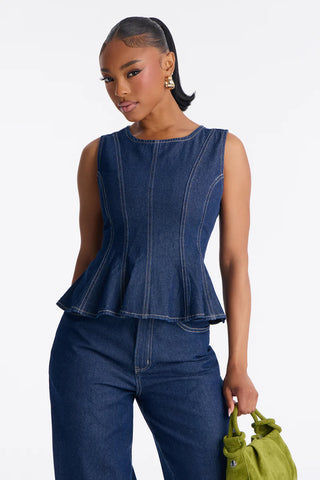Dalia Denim Wide Leg Pant Set