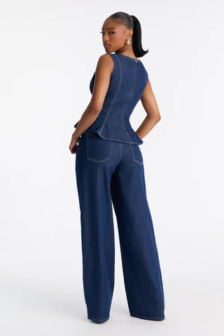 Dalia Denim Wide Leg Pant Set