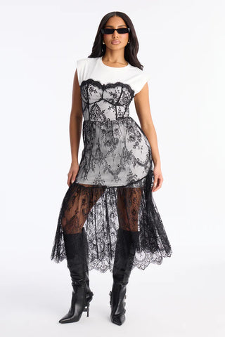 Tatiana Lace Shirt Midi Dress