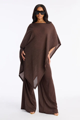 Yareli Metallic Mesh Cape Pant Set