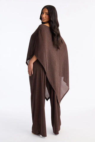 Yareli Metallic Mesh Cape Pant Set