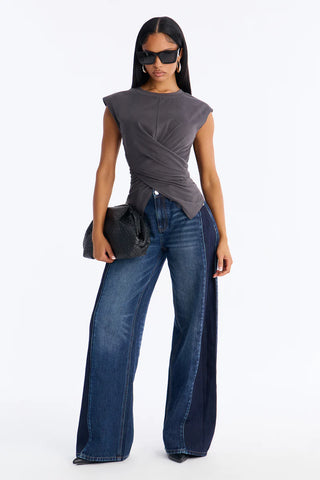 Crossed Up Crew Neck Shoulder Pad Tee