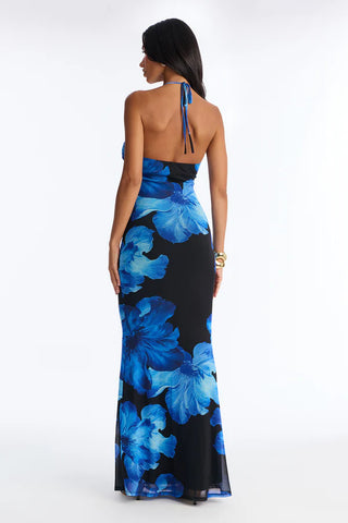 Estelle O Ring Halter Mesh Maxi Dress