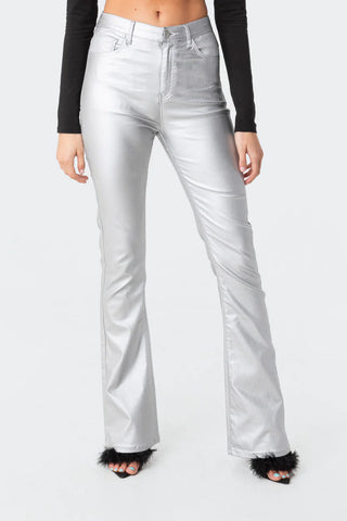 Nova Faux Leather Flare Jeans