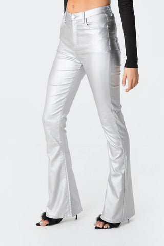 Nova Faux Leather Flare Jeans