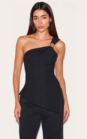 Asymmetric One Shoulder Trim Detail Long Top