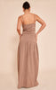 Chocolate Stretch Woven Strappy Ruched Maxi Dress
