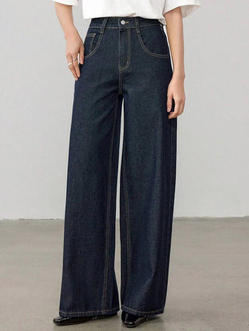 Mid Rise Wide Leg Denim Jeans