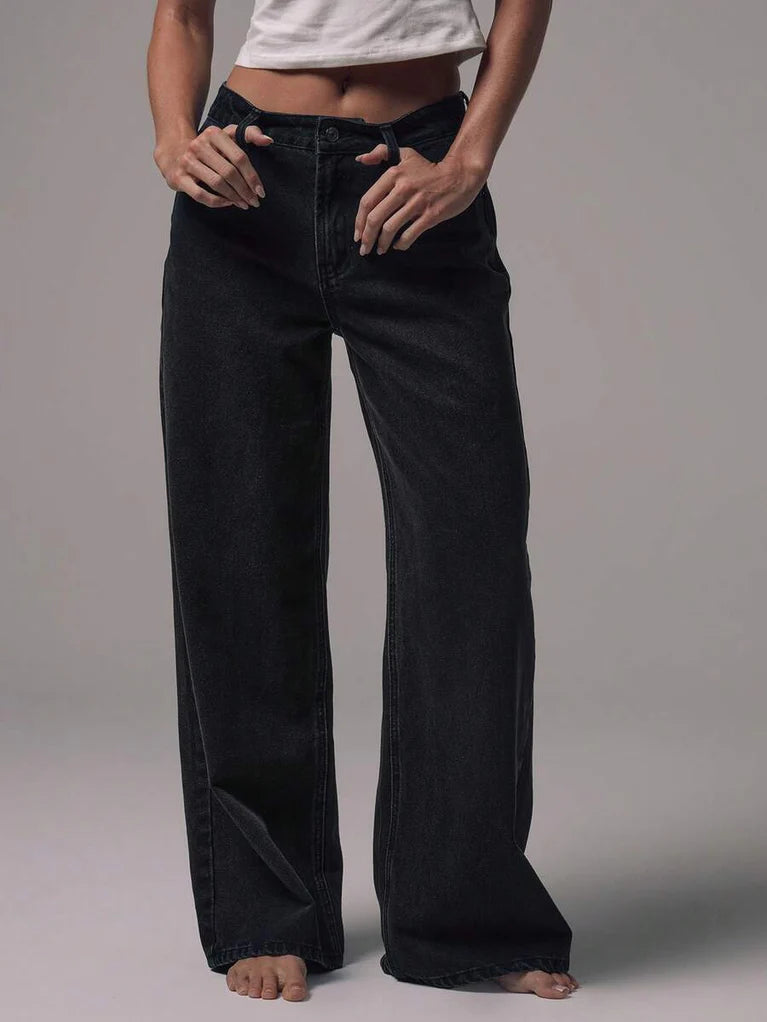 Mid Rise Wide Leg Denim Jeans
