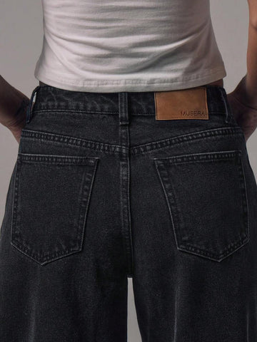 Mid Rise Wide Leg Denim Jeans