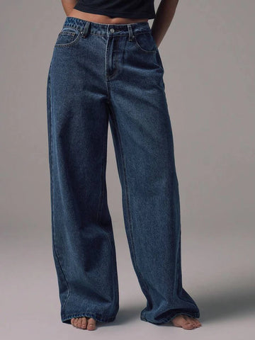 Mid Rise Wide Leg Denim Jeans