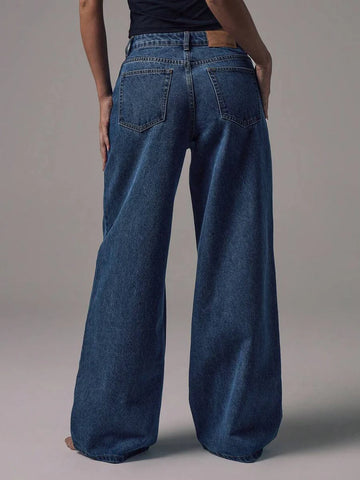 Mid Rise Wide Leg Denim Jeans