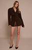 Chocolate Suede Cinch Waist Blazer