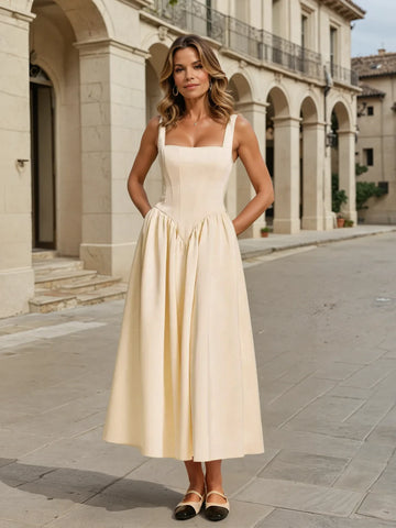 Shoulder Strap Slim Fit Mid-length Dress