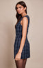 Check Boat Neck Sleeveless Shift Dress