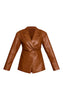 Faux Leather Cinch Waist Blazer