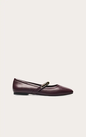 Soft PU Gold Strap Square Toe Ballet Flats