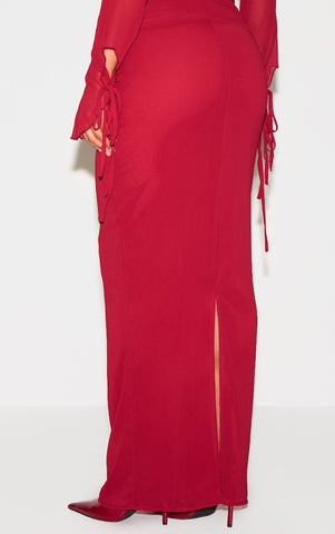 Ruched Chiffon Maxi Skirt