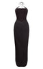 Black Woven Corset Halterneck Maxi Dress