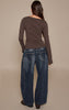 Indigo Pleat Side Wide Leg Jeans