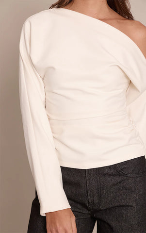 Brushed Woven Ruched Top